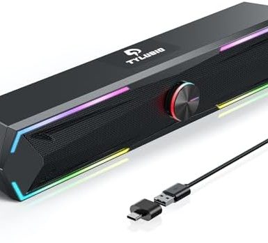 Computer Speakers for Pc Desktop with Clear Sound, Flowing LED PC Speaker for Computer Desktop Laptop Monitor, Bluetooth & USB Input