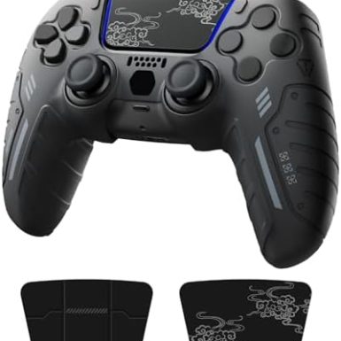 JEMDO Compatible/Replacement Silicone Cover for PS5 Controller, Premium Anti-Slip Soft Grip Skin for PS5 Wireless Controller/DualSense – Enhanced Comfort, Includes 2 Themed Stickers (Black)
