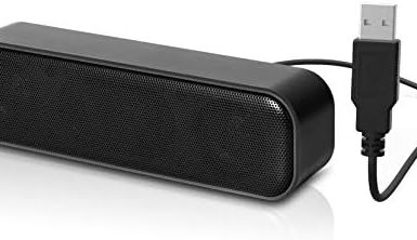 [Upgraded] USB Computer /Laptop Speaker with Stereo Sound & Enhanced Bass, Portable Mini Sound Bar for Windows PCs, Desktop Computer and Laptops