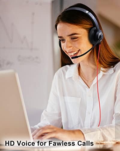 USB Headset with Microphone for PC, On-Ear Computer Laptop Headphones with Noise Cancelling Microphone in-line Control for Home Office Online Class Skype Zoom (USB+3.5mm, Black) - Image 6