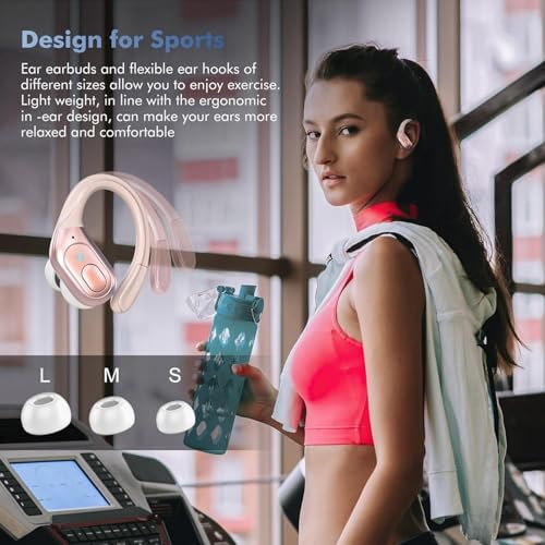 Wireless Earbuds Bluetooth 5.4 Headphones, Noise Canceling Ear Buds with 75hr Playtime, LED Power Display, IPX7 Waterproof Earphones Over-Ear Earphones for Sports/Workouts - Rose Gold - Image 5