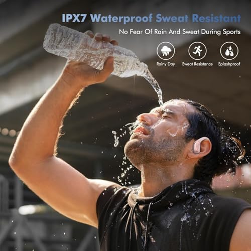 Wireless Earbuds Bluetooth 5.4 Headphones, Noise Canceling Ear Buds with 75hr Playtime, LED Power Display, IPX7 Waterproof Earphones Over-Ear Earphones for Sports/Workouts - Rose Gold - Image 6